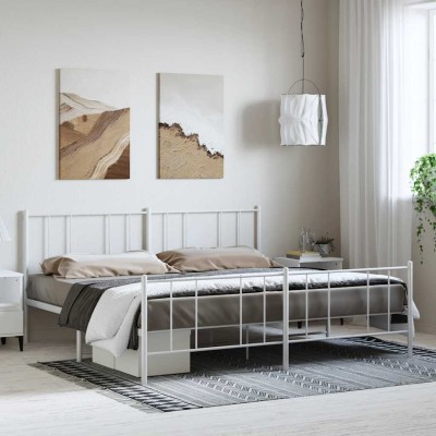 Estructura cama sin colchón con estribo metal blanco 183x213 cm