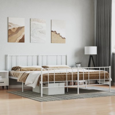 Estructura cama sin colchón con estribo metal blanco 200x200 cm