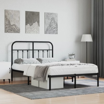 Estructura cama sin colchón con cabecero metal negro 120x190 cm