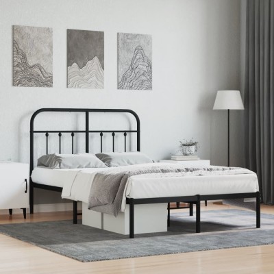 Estructura cama sin colchón con cabecero metal negro 120x200 cm