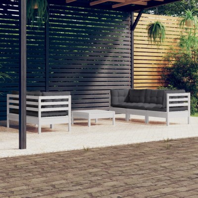 Muebles de jardín 6 pzas con cojines antracita madera de pino