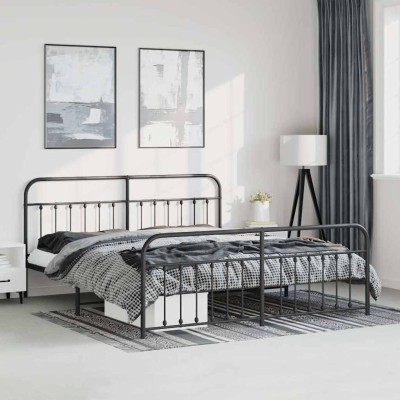 Estructura cama sin colchón con estribo metal negro 183x213 cm