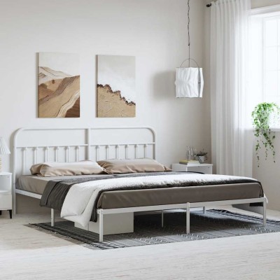 Estructura cama sin colchón con cabecero metal blanco 183x213cm
