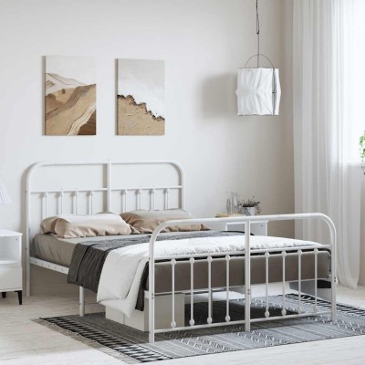 Estructura cama sin colchón con estribo metal blanco 135x190 cm