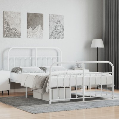 Estructura cama sin colchón con estribo metal blanco 140x200 cm