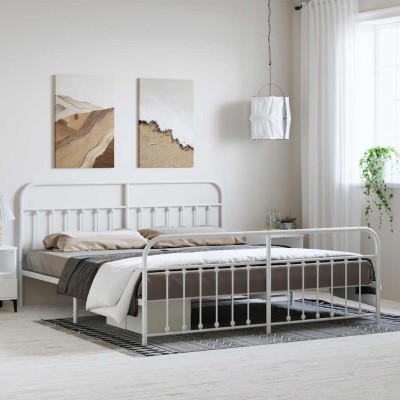 Estructura cama sin colchón con estribo metal blanco 193x203 cm