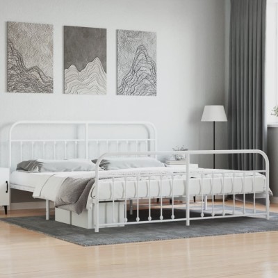 Estructura cama sin colchón con estribo metal blanco 200x200 cm