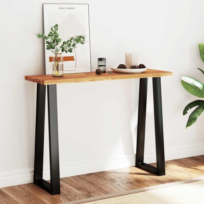 Mesa consola con borde vivo madera maciza acacia 110x35x80 cm