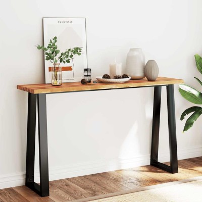 Mesa consola con borde vivo madera maciza acacia 140x40x80 cm