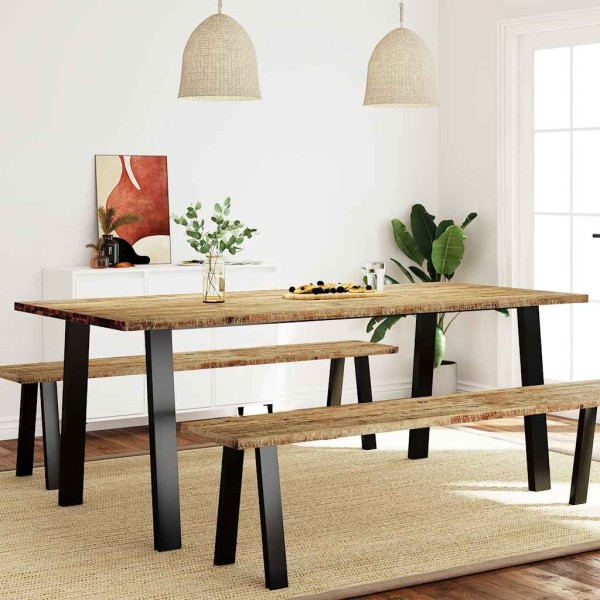 Mesa de comedor madera maciza de acacia 200x90x75 cm