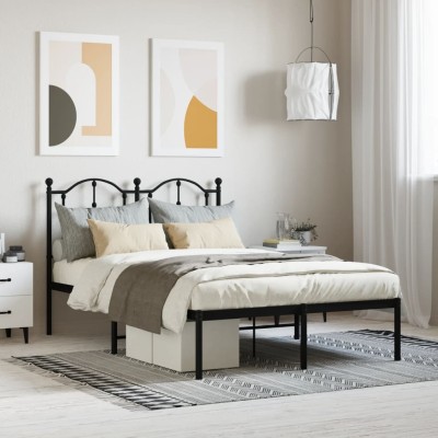 Estructura cama sin colchón con cabecero metal negro 120x200 cm