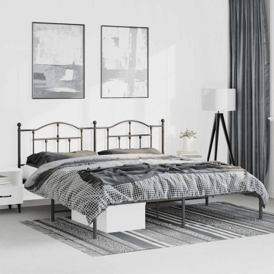 Estructura cama sin colchón con cabecero metal negro 183x213 cm