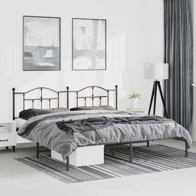 Estructura cama sin colchón con cabecero metal negro 193x203 cm