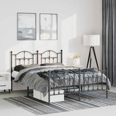 Estructura cama sin colchón con estribo metal negro 135x190 cm