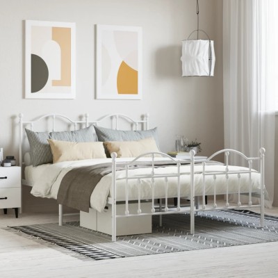 Estructura cama sin colchón con estribo metal blanco 140x190 cm