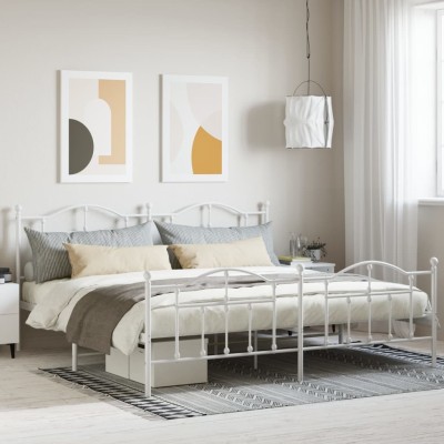 Estructura cama sin colchón con estribo metal blanco 200x200 cm