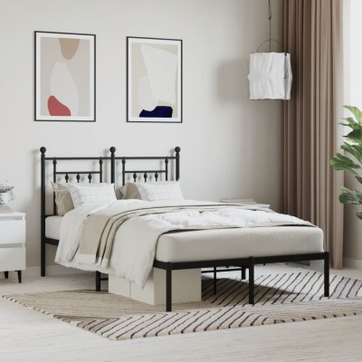 Estructura cama sin colchón con cabecero metal negro 120x190 cm