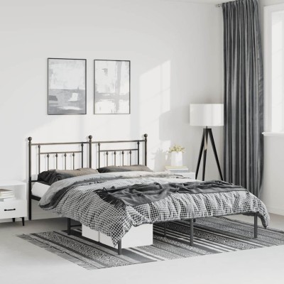 Estructura cama sin colchón con cabecero metal negro 135x190 cm