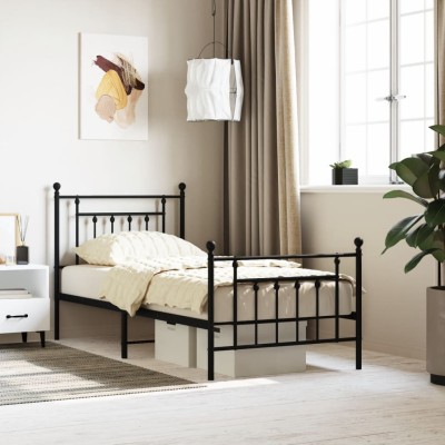 Estructura cama sin colchón con estribo metal negro 90x190 cm
