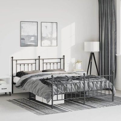 Estructura cama sin colchón con estribo metal negro 150x200 cm