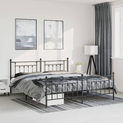 Estructura cama sin colchón con estribo metal negro 183x213 cm