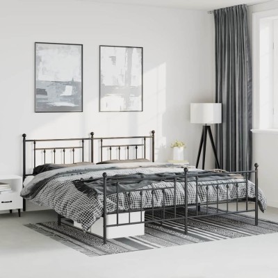 Estructura cama sin colchón con estribo metal negro 193x203 cm