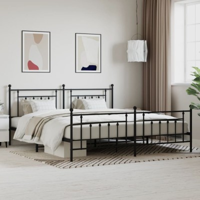 Estructura cama sin colchón con estribo metal negro 200x200 cm