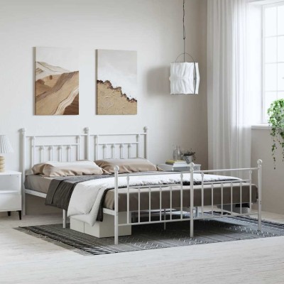 Estructura cama sin colchón con estribo metal blanco 183x213 cm