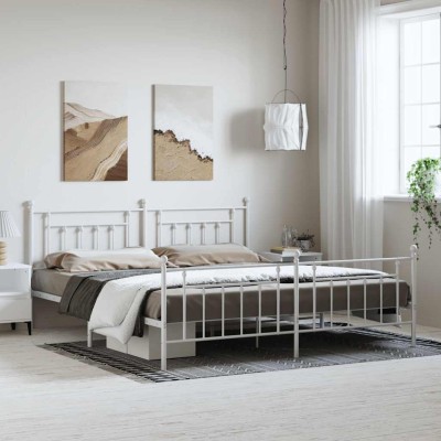 Estructura cama sin colchón con estribo metal blanco 193x203 cm