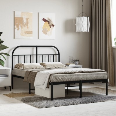 Estructura cama sin colchón con cabecero metal negro 120x200 cm