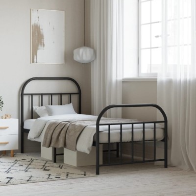 Estructura cama sin colchón con estribo metal negro 90x190 cm