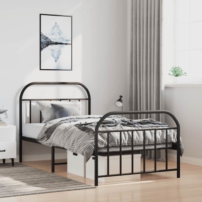 Estructura cama sin colchón con estribo metal negro 100x200 cm
