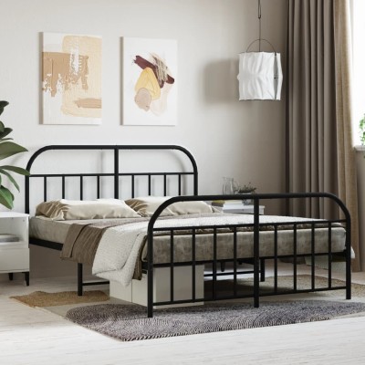 Estructura cama sin colchón con estribo metal negro 140x200 cm