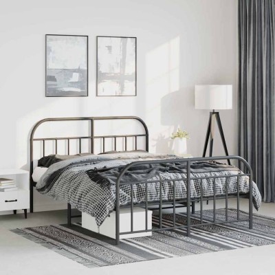 Estructura cama sin colchón con estribo metal negro 150x200 cm