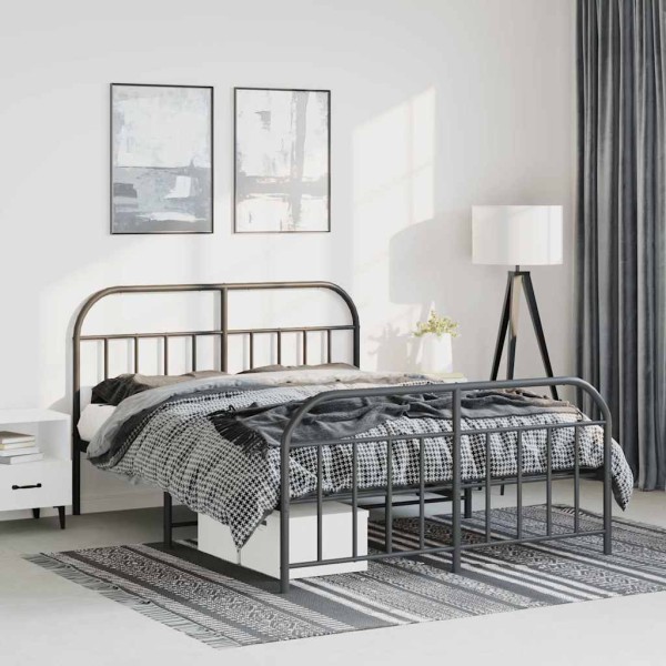 Estructura cama sin colchón con estribo metal negro 150x200 cm