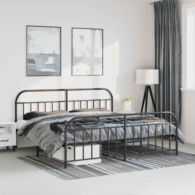 Estructura cama sin colchón con estribo metal negro 193x203 cm