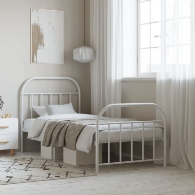 Estructura cama sin colchón con estribo metal blanco 90x190 cm