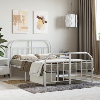Estructura cama sin colchón con estribo metal blanco 120x200 cm