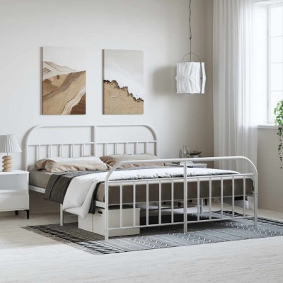 Estructura cama sin colchón con estribo metal blanco 183x213 cm