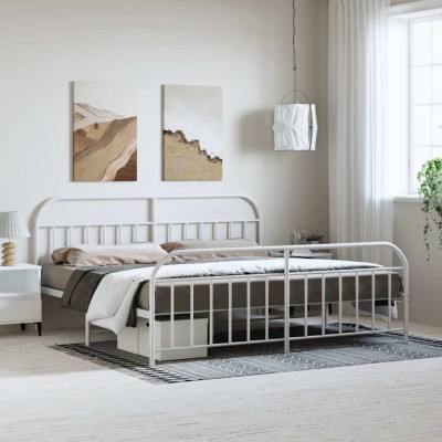 Estructura cama sin colchón con estribo metal blanco 193x203 cm