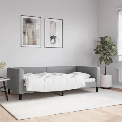 Sofá cama sin colchón tela gris claro 90x190 cm