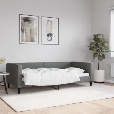 Sofá cama sin colchón tela gris oscuro 90x190 cm
