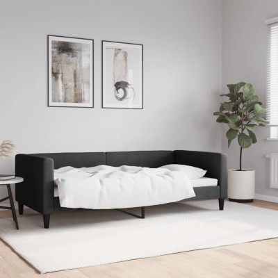 Sofá cama sin colchón tela negro 90x190 cm