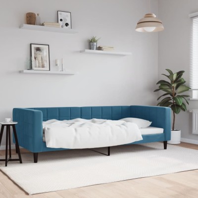 Sofá cama sin colchón terciopelo azul 90x200 cm