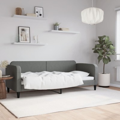 Sofá cama sin colchón tela gris oscuro 80x200 cm