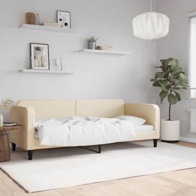 Sofá cama sin colchón tela crema 80x200 cm