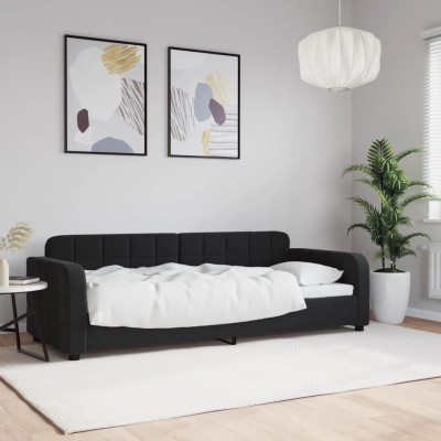 Sofá cama sin colchón terciopelo negro 80x200 cm