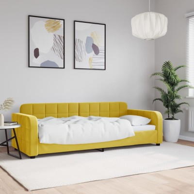 Sofá cama sin colchón terciopelo amarillo 80x200 cm