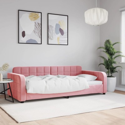 Sofá cama sin colchón terciopelo rosa 90x200 cm