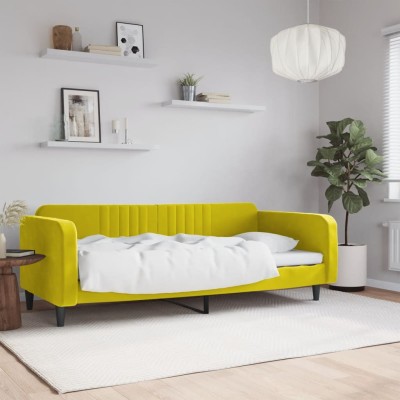 Sofá cama sin colchón terciopelo amarillo 100x200 cm